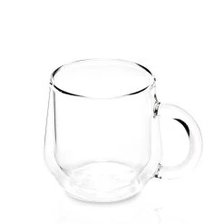 Double Wall Glass Mug (8oz/240ml) - Set Of 2 16 Double Wall Glass Mug (8oz/240ml) - Set Of 2 -Coffee Tea Shop 240ml angle 1