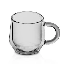 Double Wall Glass Mug (8oz/240ml) - Set Of 2 19 Double Wall Glass Mug (8oz/240ml) - Set Of 2 -Coffee Tea Shop 240ml angled