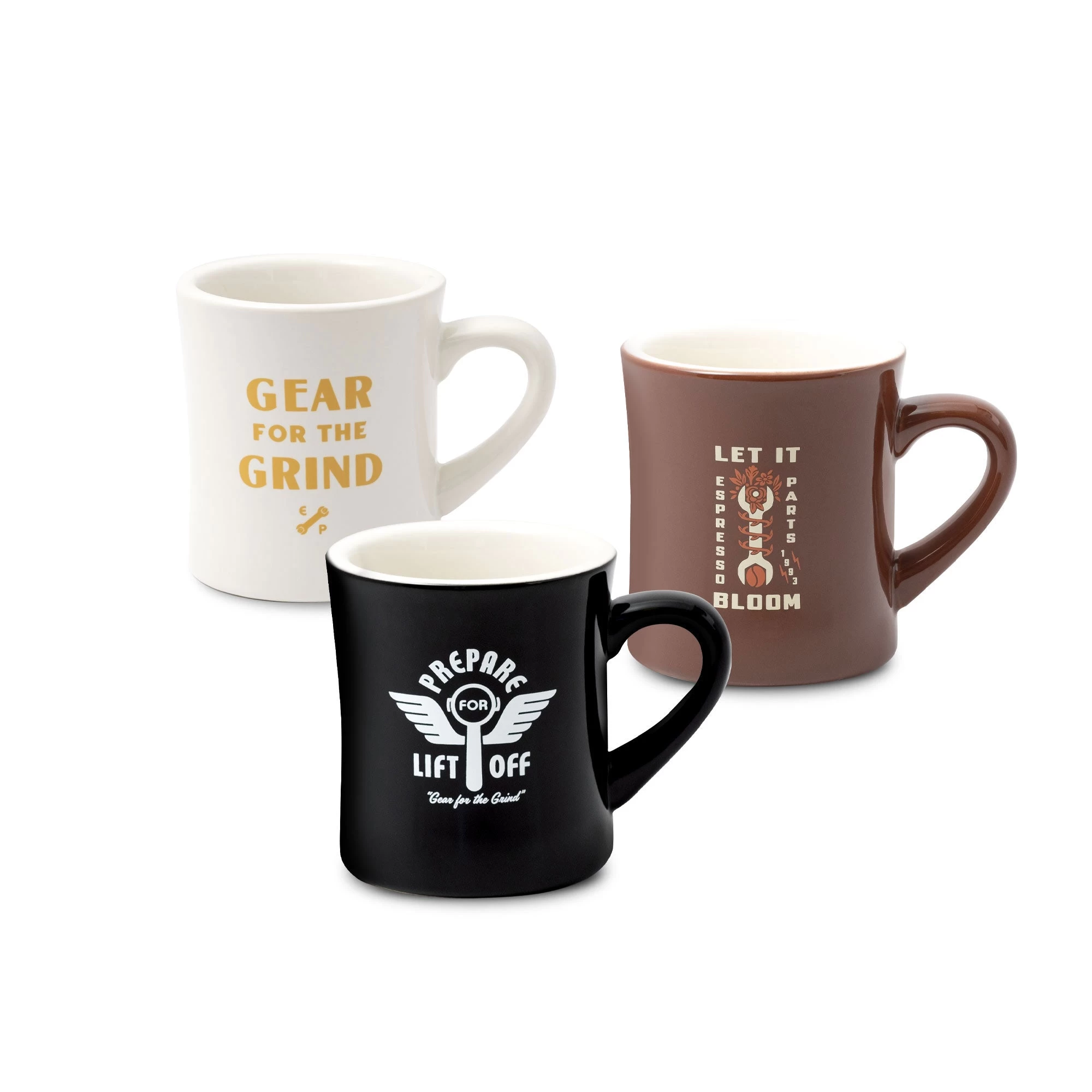 Ready, Grind & Bloom Diner Coffee Mug Set - 3 Pack 1 Ready, Grind & Bloom Diner Coffee Mug Set - 3 Pack
