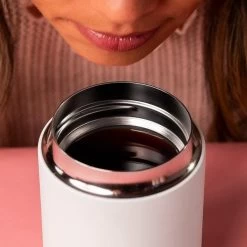 12oz Carter Wide Travel Mug - White 9 12oz Carter Wide Travel Mug - White -Coffee Tea Shop dfee92ee2587 Carter FeatureImage AromaticWideMouth