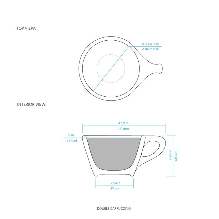 Lino Double Cappuccino Cup & Saucer - White (6oz/177ml) 4 Lino Double Cappuccino Cup & Saucer - White (6oz/177ml) - Image 4