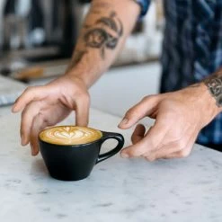 Lino Double Cappuccino Cup & Saucer - Black (6oz/177ml) 4 Lino Double Cappuccino Cup & Saucer - Black (6oz/177ml) -Coffee Tea Shop lino capp black life