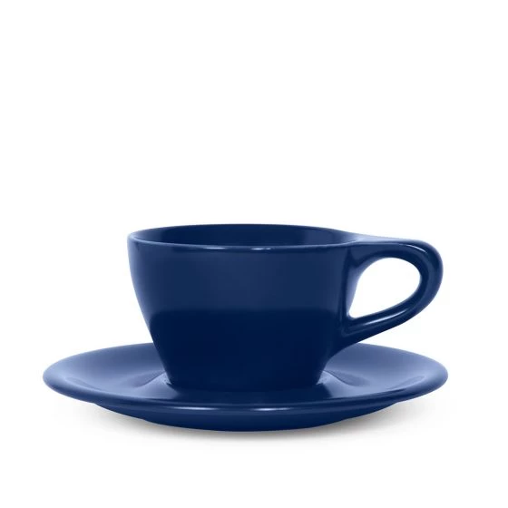 Lino Double Cappuccino Cup & Saucer - Indigo (6oz/177ml) 1 Lino Double Cappuccino Cup & Saucer - Indigo (6oz/177ml)