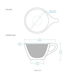 Lino Large Latte Cup & Saucer - Indigo (12oz/355ml) 5 Lino Large Latte Cup & Saucer - Indigo (12oz/355ml) -Coffee Tea Shop lino latte large diagram