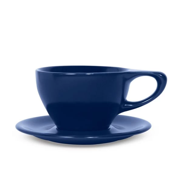 Lino Large Latte Cup & Saucer - Indigo (12oz/355ml) 1 Lino Large Latte Cup & Saucer - Indigo (12oz/355ml)