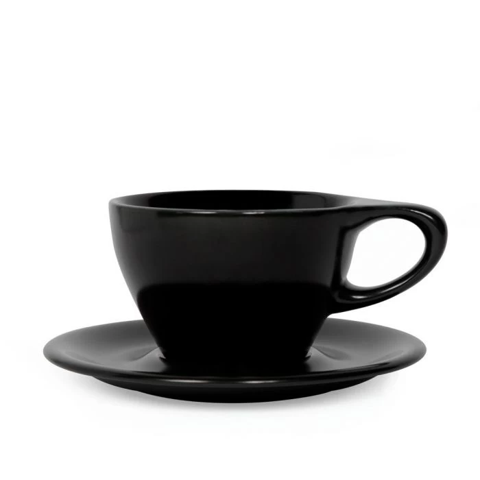 Lino Small Latte Cup & Saucer - Black (8oz/237ml) 1 Lino Small Latte Cup & Saucer - Black (8oz/237ml)
