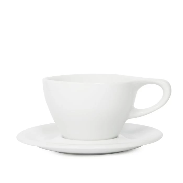 Lino Small Latte Cup & Saucer - White (8oz/237ml) 1 Lino Small Latte Cup & Saucer - White (8oz/237ml)
