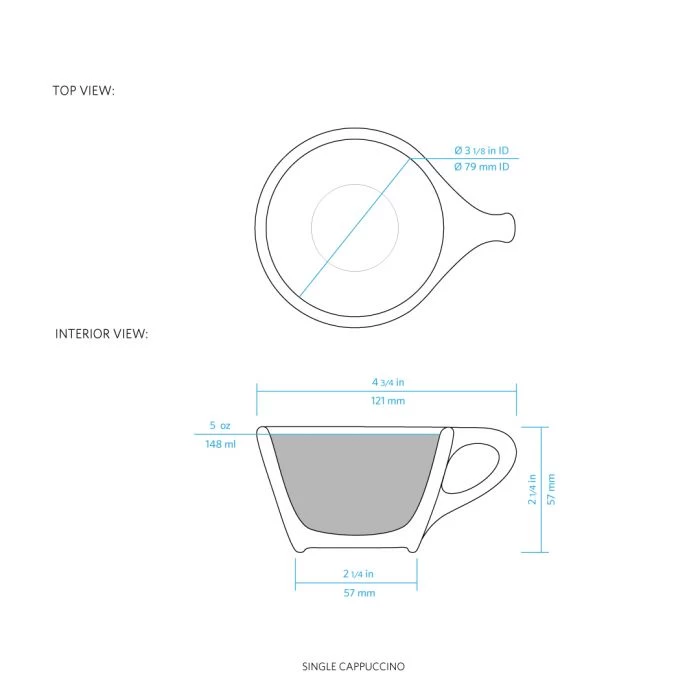 Lino Double Cappuccino Cup & Saucer - Grey (6oz/177ml) 3 Lino Double Cappuccino Cup & Saucer - Grey (6oz/177ml) - Image 3