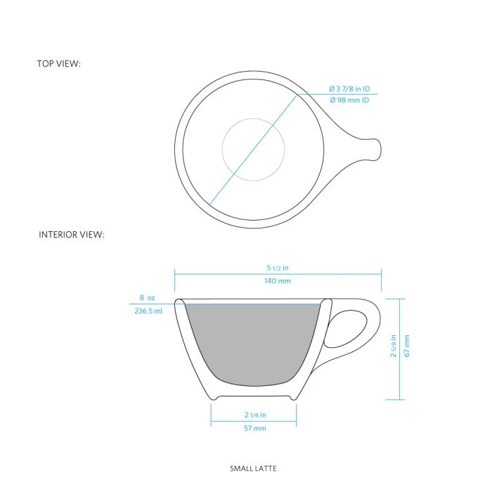 Lino Large Latte Cup & Saucer - Grey (12oz/355ml) 4 Lino Large Latte Cup & Saucer - Grey (12oz/355ml) - Image 4