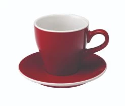 Tulip Style Latte Cup & Saucer (9.5oz/280ml) - Set Of 2 -Coffee Tea Shop tulip 280ml red 300dpi 1