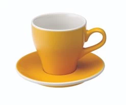Tulip Style Latte Cup & Saucer (9.5oz/280ml) - Set Of 2 -Coffee Tea Shop tulip 280ml yellow 300dpi